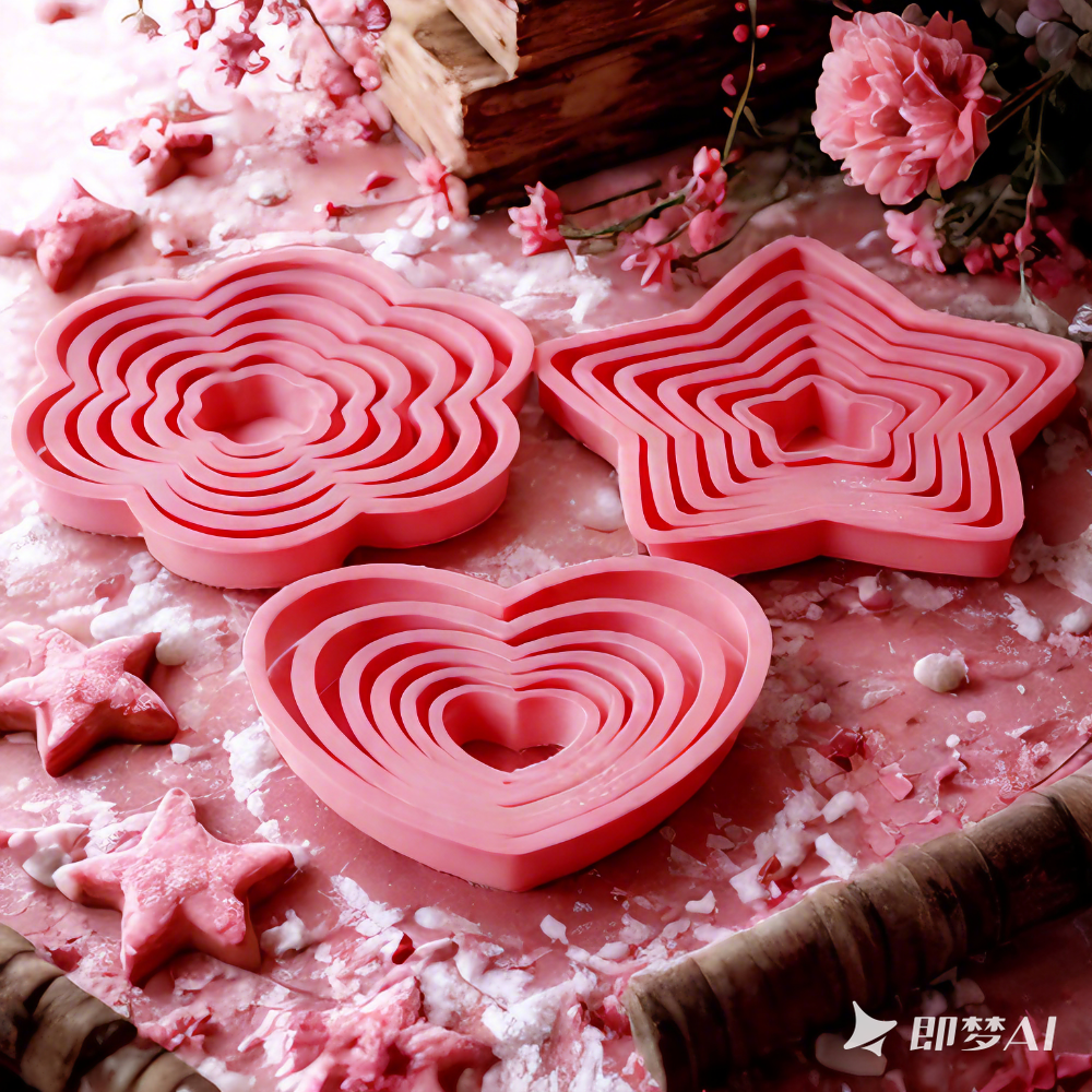 Kitchen Baking Utensil - 1set/3sets Pink Heart Star Flower Cookie