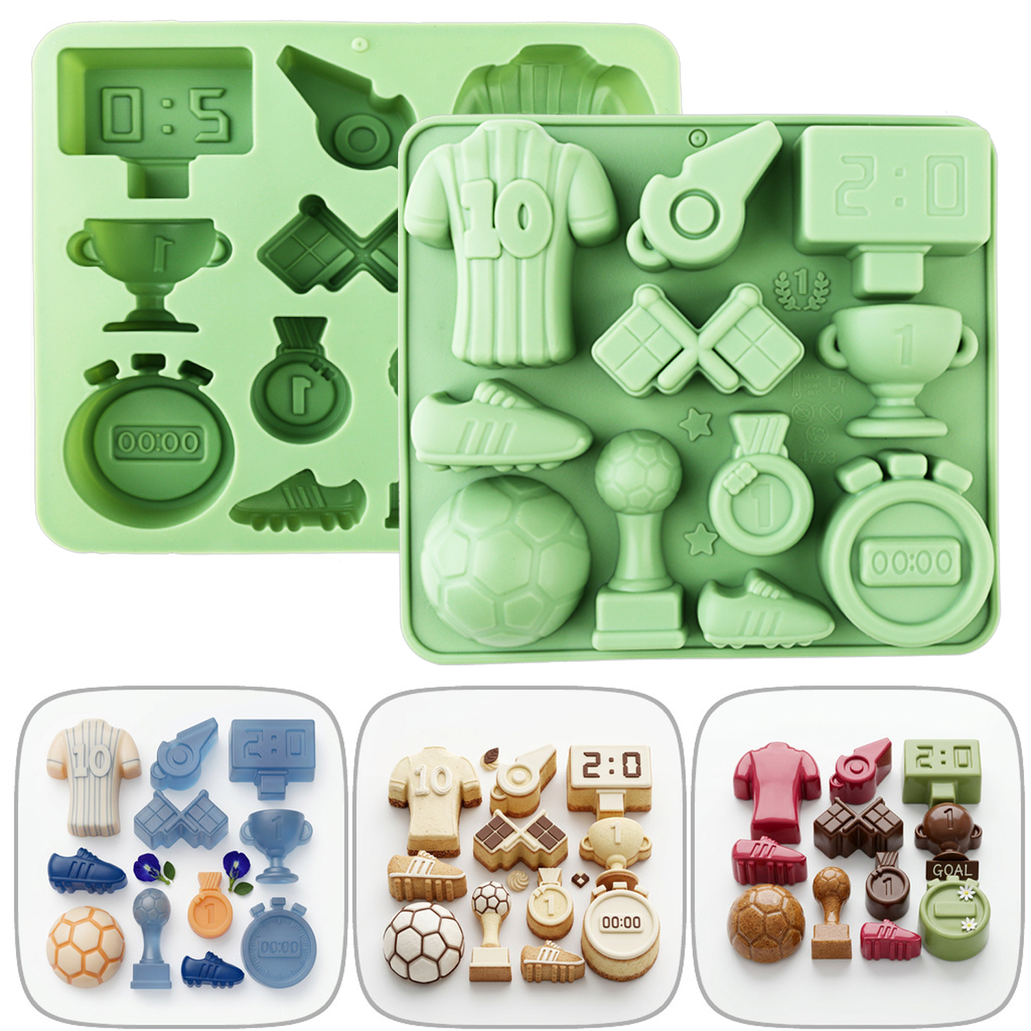 Silicone Cake Mold - 1 Green Football-Themed Silicone Baking Mold,