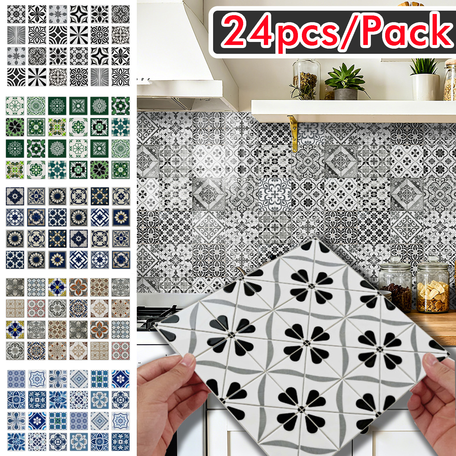 Kitchen Baking Cabinet - Tile 3D Waterproof Cabinet Wallpaper Home