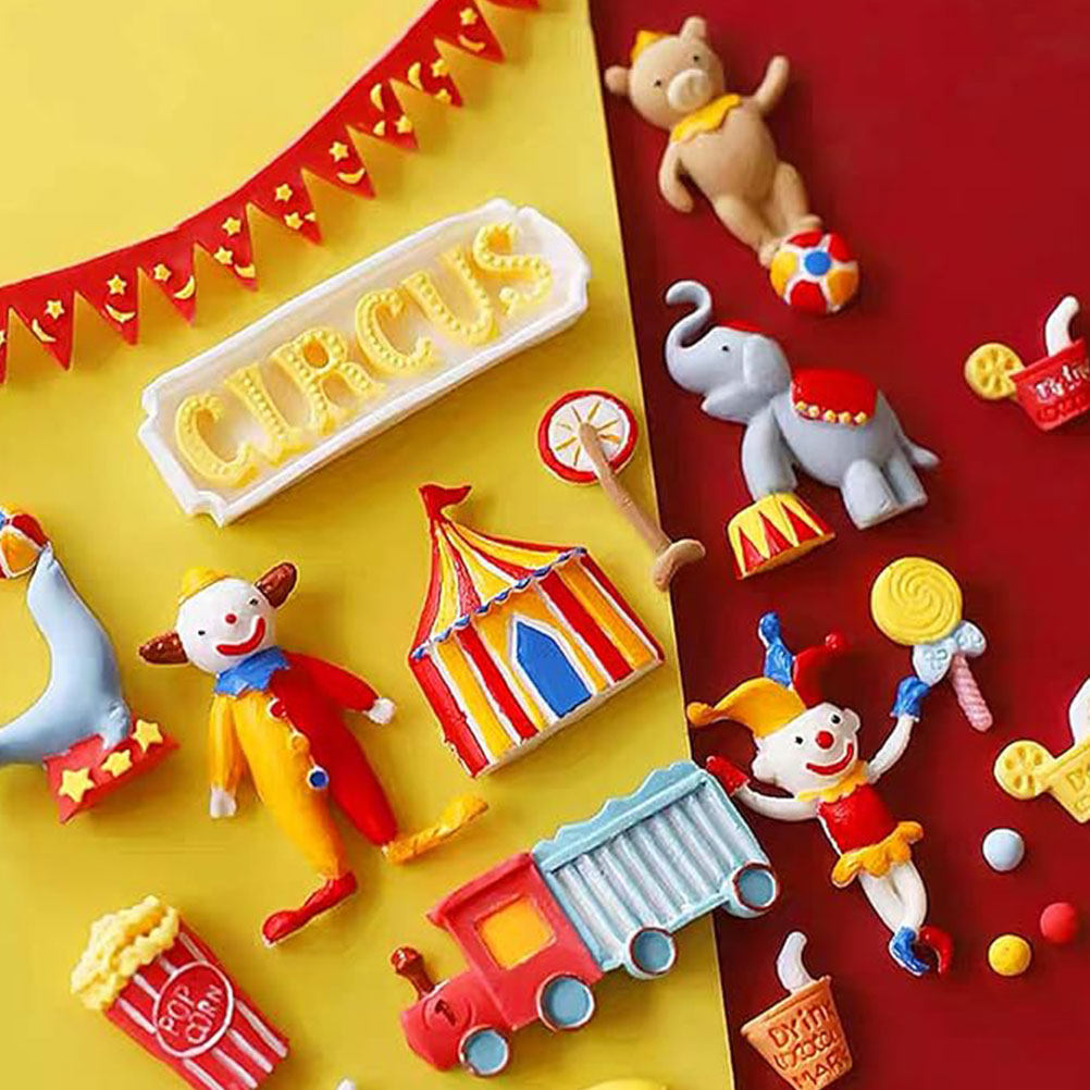 Silicone Cake Mold - 2Pcs Circus Fondant Mold Silicone Cake