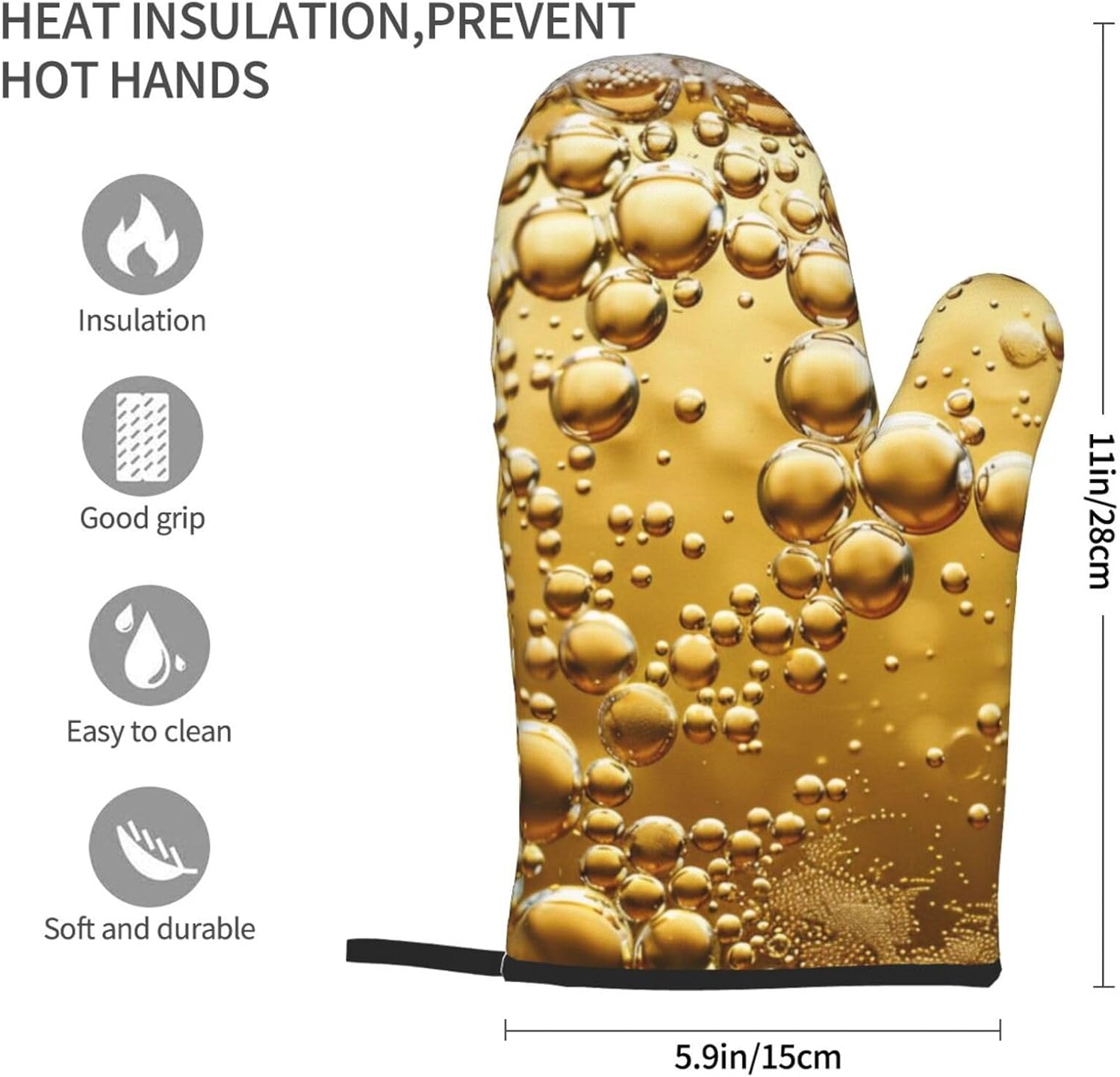 Beer Bubble Printed Oven Mitts - Kitchen Baking Ideas recension och pris