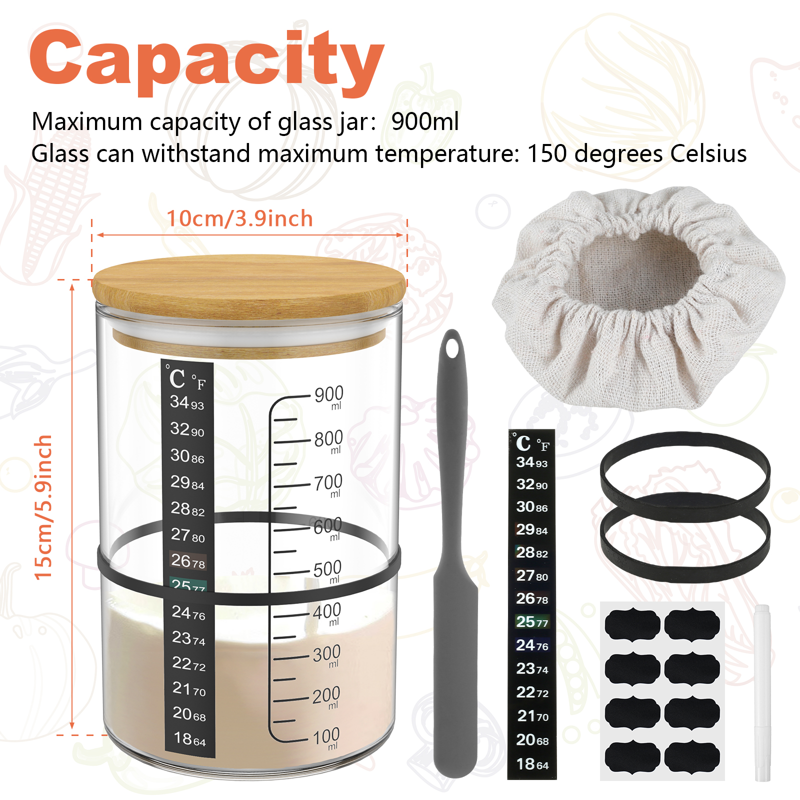 Sourdough Starter Jar 900ml Fe - Kitchen Baking Containers recension och pris