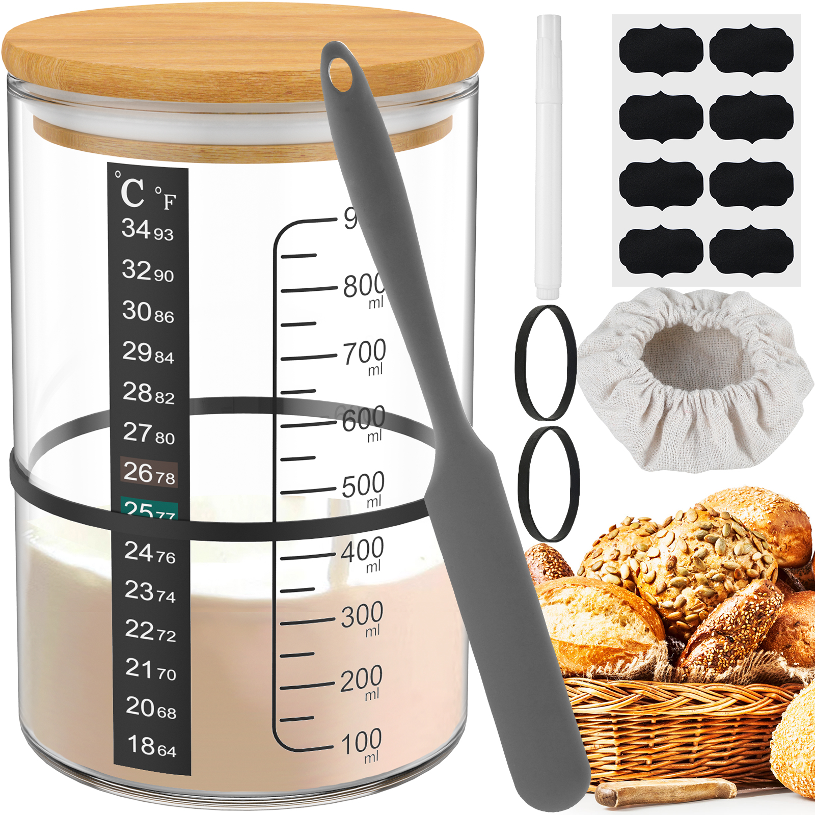 Sourdough Starter Jar Kit Sour - Kitchen Baking Containers recension och pris