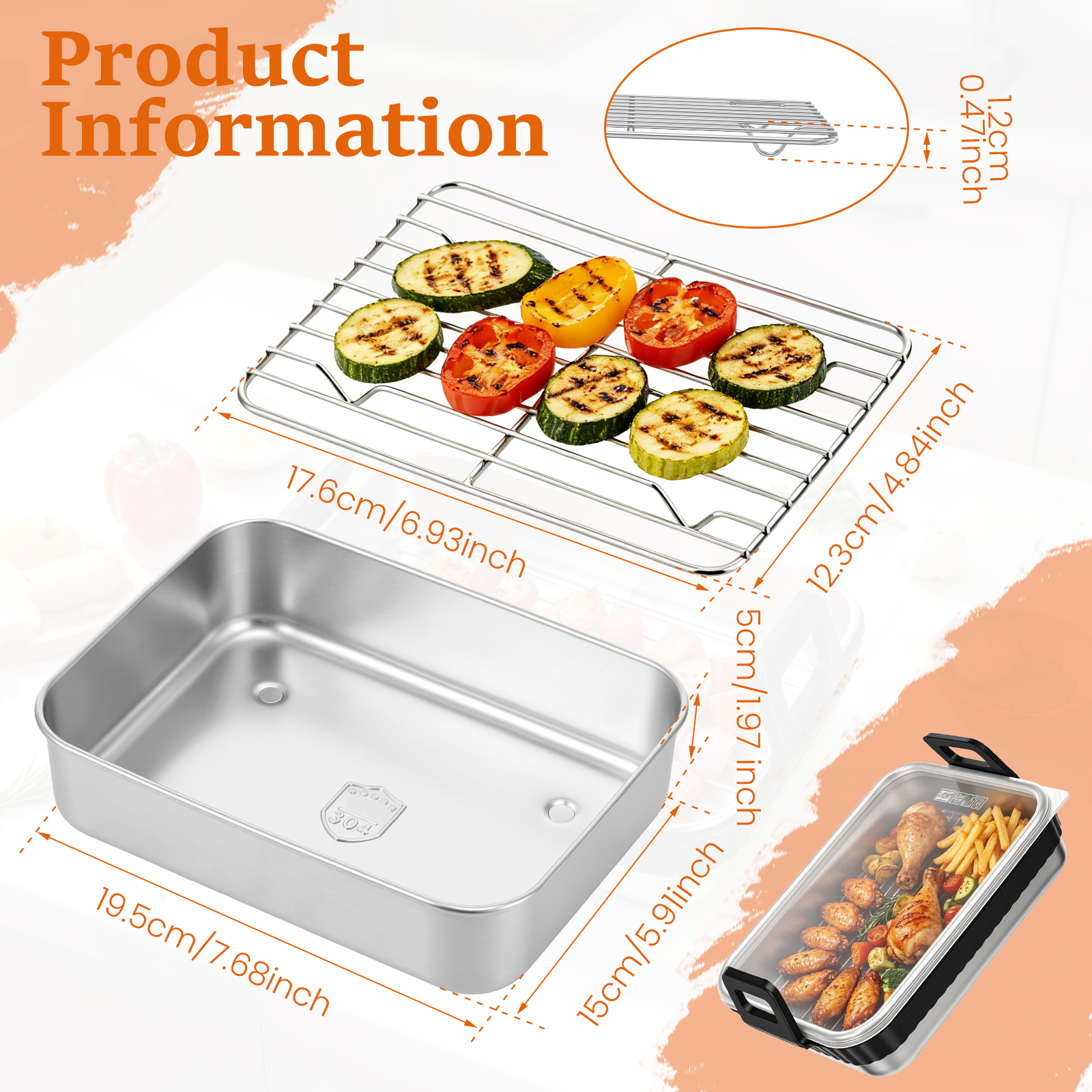 Stainless Steel Baking Pan wit - Kitchen Baking Rack recension och pris