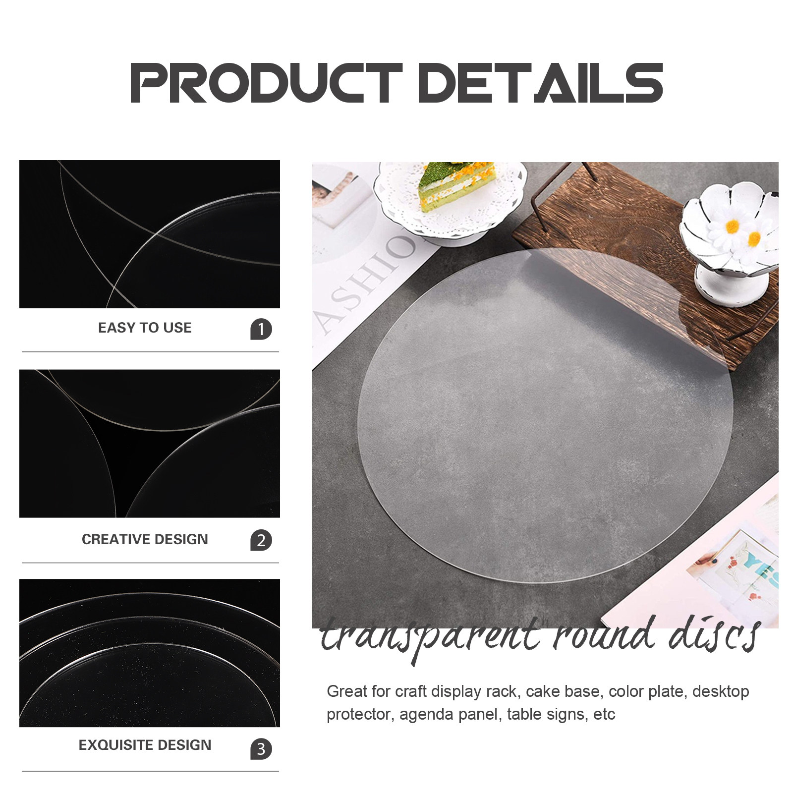 3Pcs Acrylic Round Cake Displa - Cake Board Round recension och pris