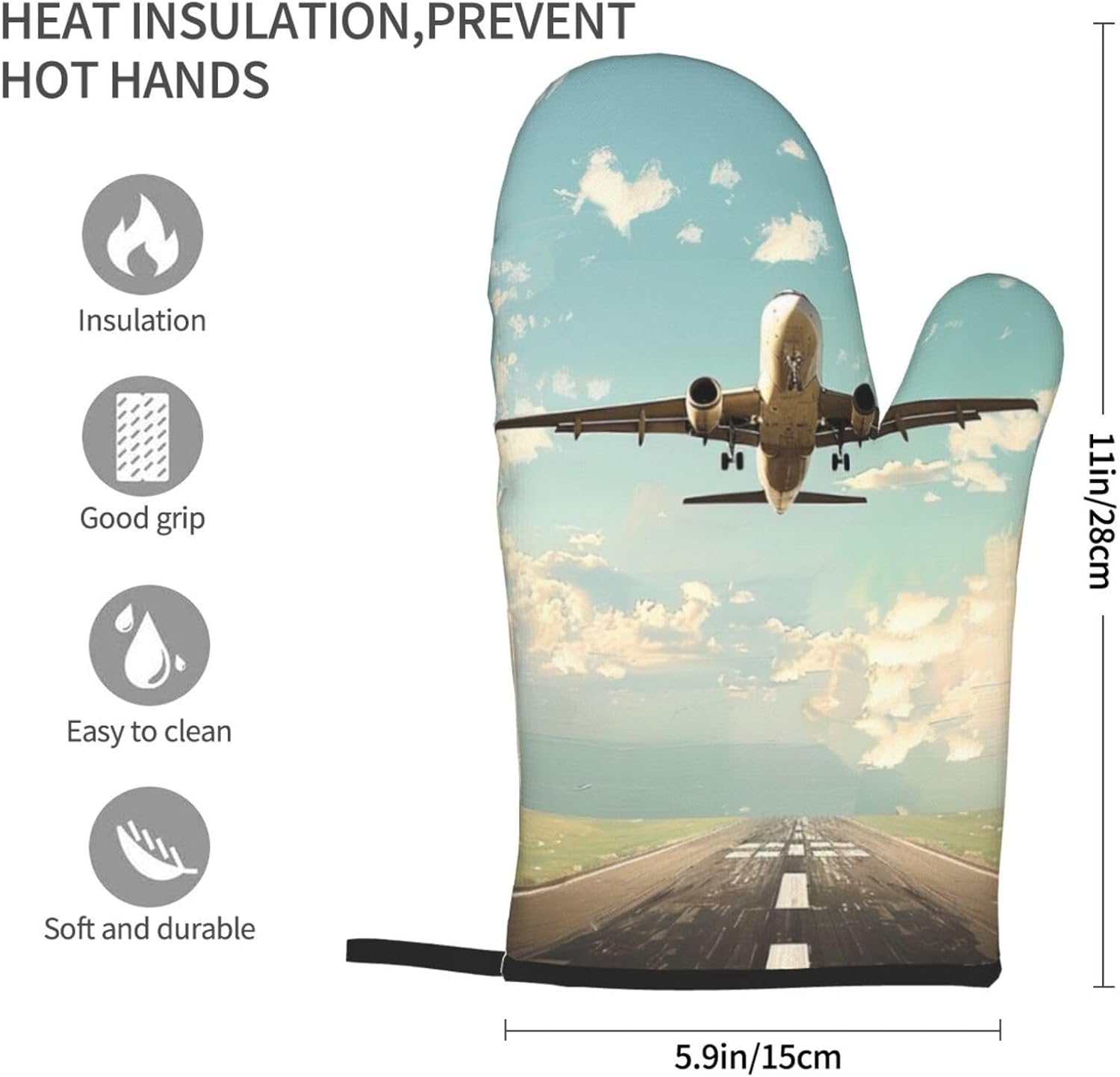 Airplane Printed Oven Mitts 2p - Kitchen Baking Ideas recension och pris