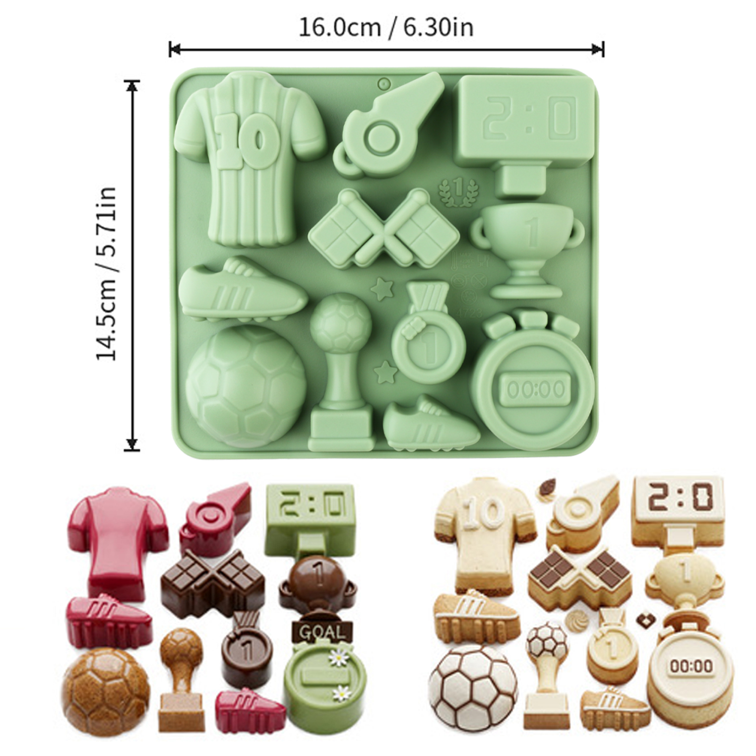 1 Green Football-Themed Silico - Silicone Cake Mold recension och pris