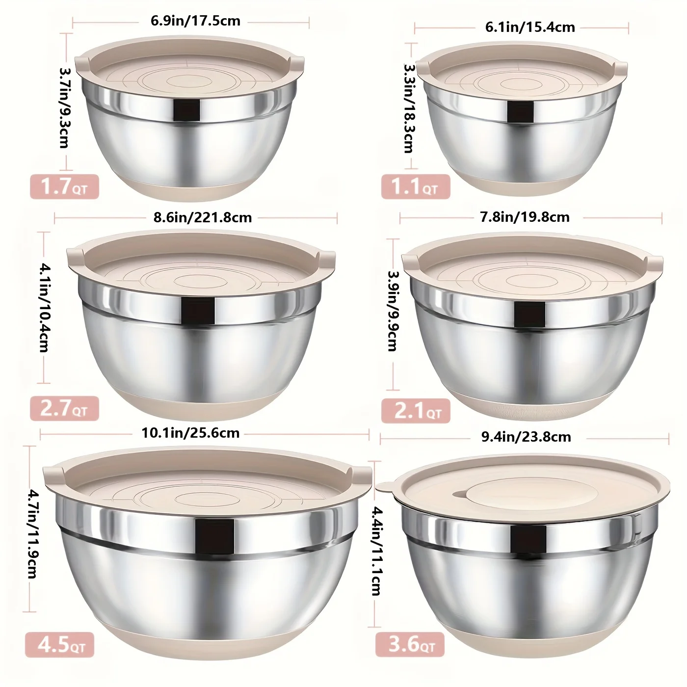 Set of Mixing Bowls Made of St - Kitchen Baking Utensil recension och pris