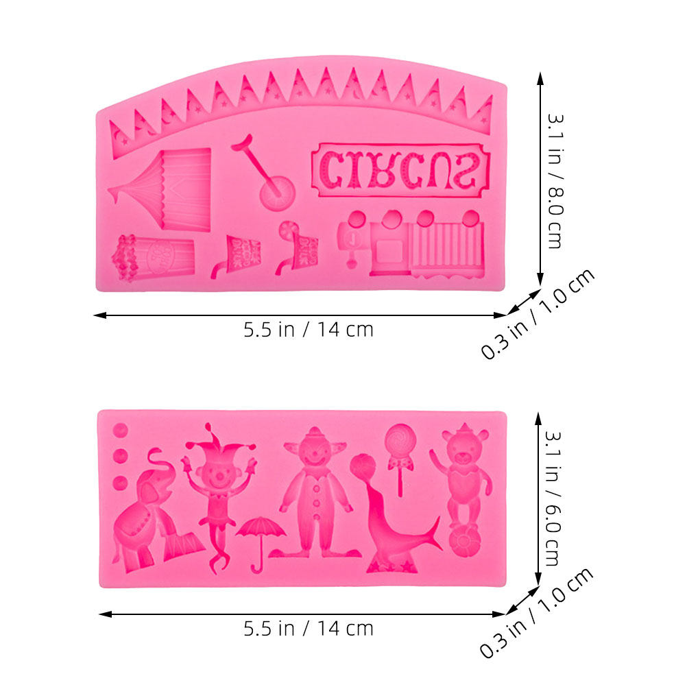2Pcs Circus Fondant Mold Silic - Silicone Cake Mold recension och pris